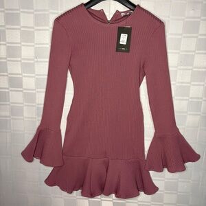 Fashion Nova Ribbed Mini Dress in Dusty Rose warm dress New with tags